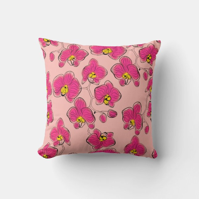 Seamless watercolor orchids phalaenopsis flowers b cushion (Front)