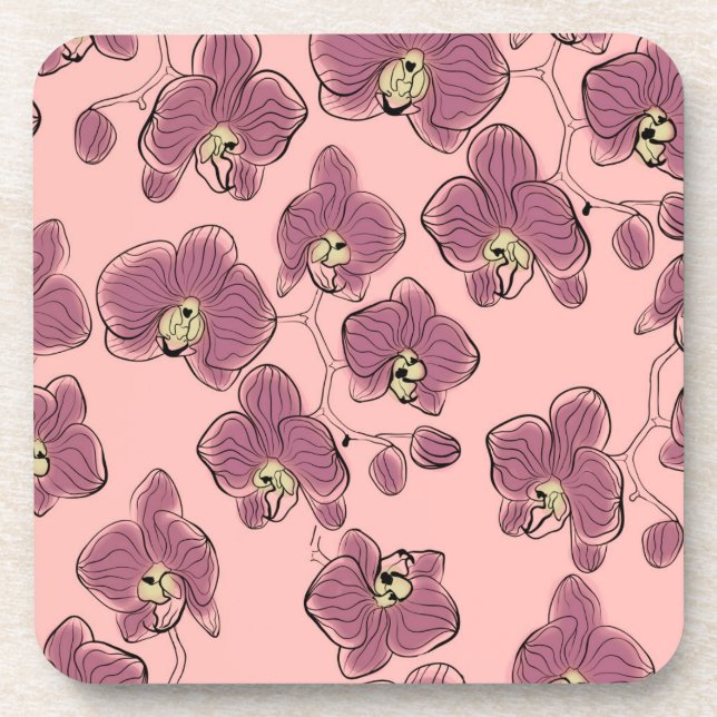 Seamless watercolor orchids phalaenopsis flowers p coaster (Front)