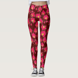 Seamless watercolor orchids phalaenopsis flowers p leggings