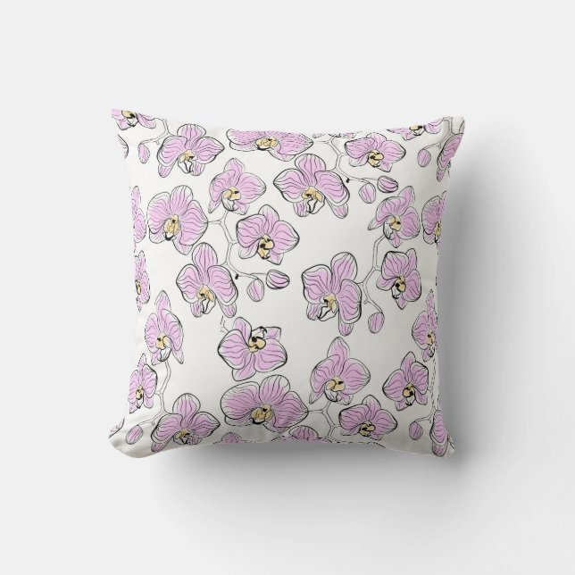 Seamless watercolor orchids phalaenopsis flowers w cushion (Front)
