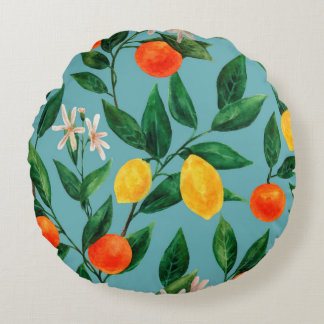 Seamless watercolor pattern. An ornament made of b Round Cushion