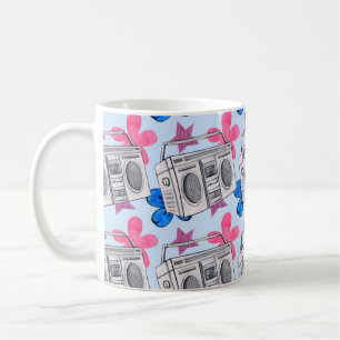 Seamless watercolor pattern in 90s style coffee mug