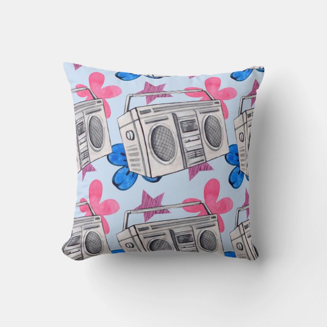Seamless watercolor pattern in 90s style cushion (Front)