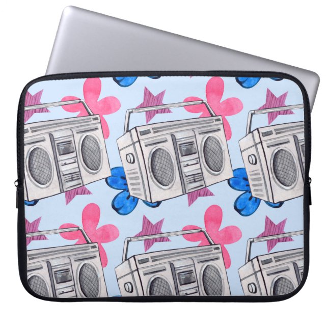 Seamless watercolor pattern in 90s style laptop sleeve (Front)