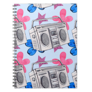 Seamless watercolor pattern in 90s style notebook