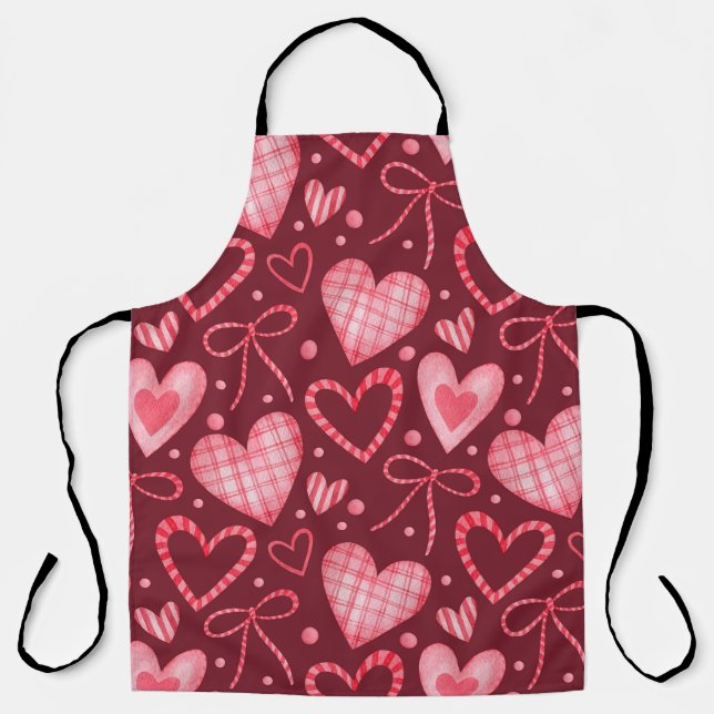 Seamless watercolor pattern in pink colours apron (Front)