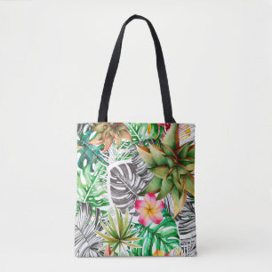 Seamless watercolor pattern of tropical leaves. tote bag