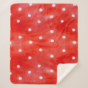 Seamless watercolor pattern red polka dots sherpa blanket