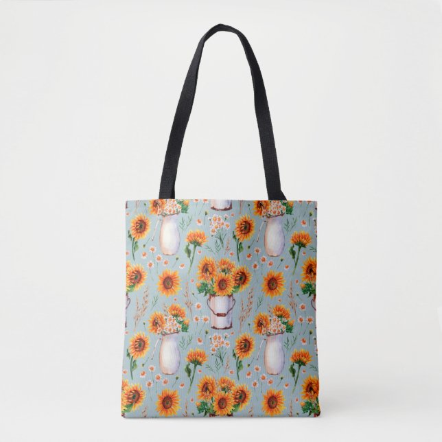 Seamless watercolor pattern with bright sunny colo tote bag (Front)