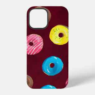 Seamless watercolor pattern with doughnuts on ruby iPhone 12 case