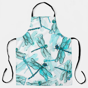 Seamless watercolor pattern with elegant dragonfly apron