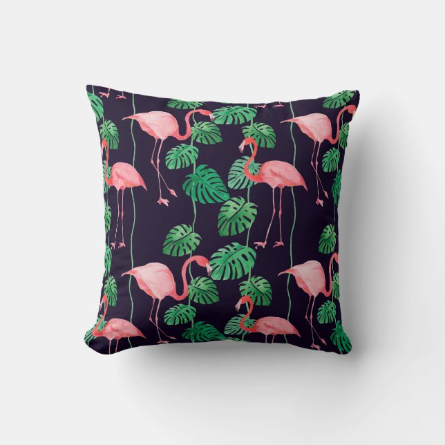 Seamless watercolor pattern with flamingo cushion (Front)