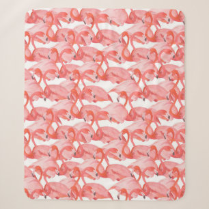 Seamless watercolor pattern with flamingo small sherpa blanket