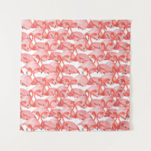 Seamless watercolor pattern with flamingo small tapestry