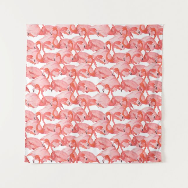 Seamless watercolor pattern with flamingo small tapestry (Front)