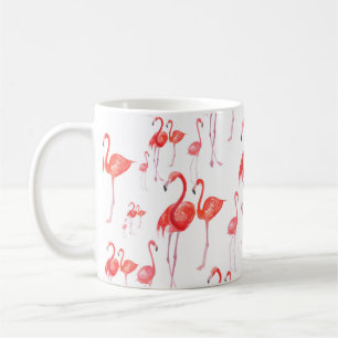 Seamless watercolor pattern with flamingos family coffee mug