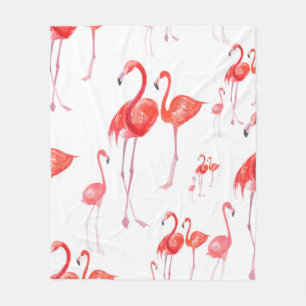 Seamless watercolor pattern with flamingos family fleece blanket
