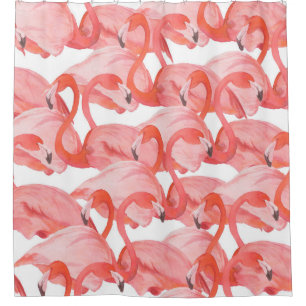 Seamless watercolor pattern with flamingos shower curtain