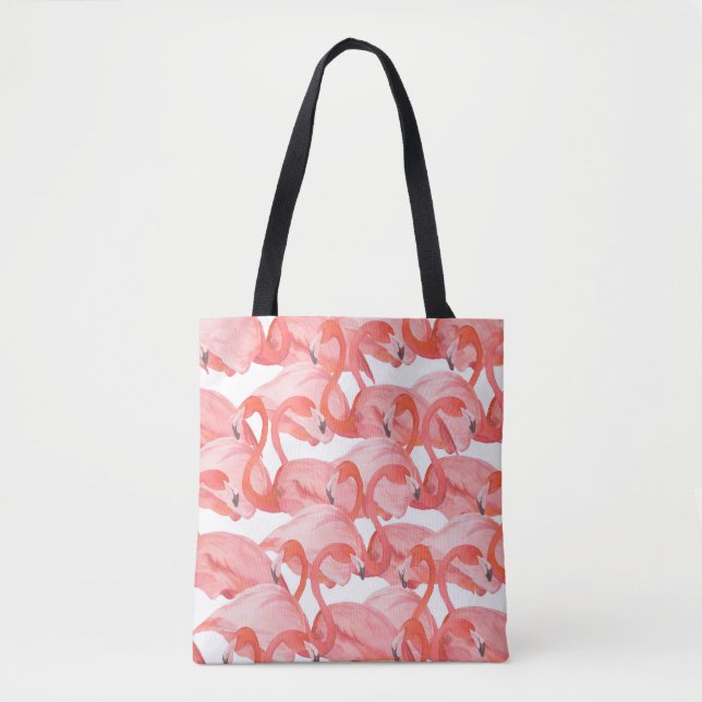 Seamless watercolor pattern with flamingos tote bag (Front)