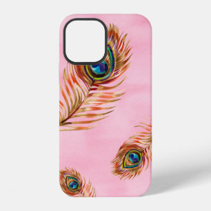Seamless watercolor pattern with gold peacock feat iPhone 12 case