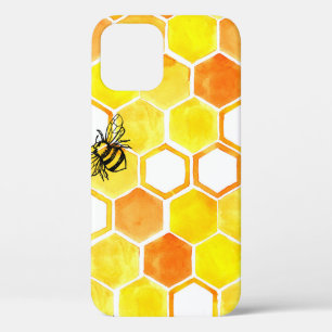 Seamless watercolor pattern with honeycombs and li iPhone 12 case