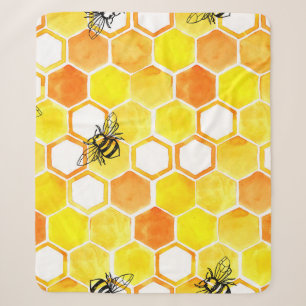 Seamless watercolor pattern with honeycombs and li sherpa blanket