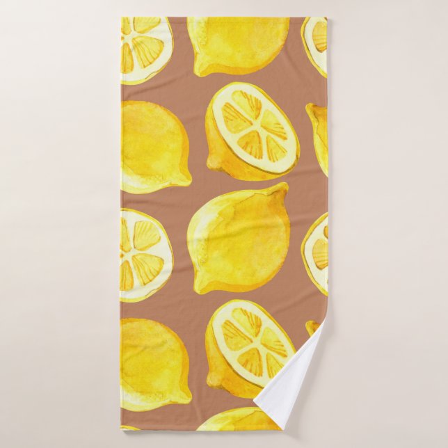 Seamless watercolor pattern with lemons bath towel (Bath Towel)