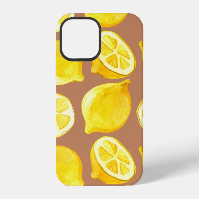 Seamless watercolor pattern with lemons iPhone case (Back)