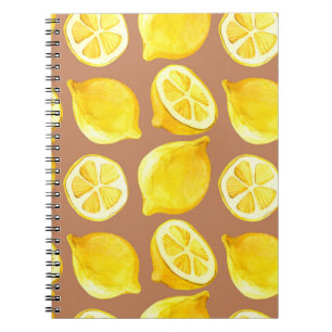 Seamless watercolor pattern with lemons notebook