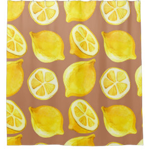 Seamless watercolor pattern with lemons shower curtain
