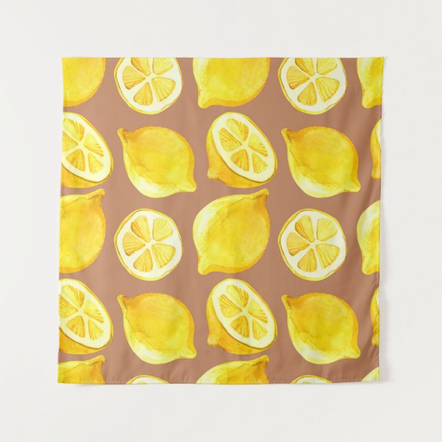Seamless watercolor pattern with lemons tapestry (Front)