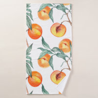Seamless watercolor pattern with peaches on a whit