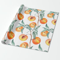 Seamless watercolor pattern with peaches on a whit