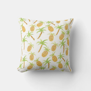 Seamless watercolor pattern with pineapples and pa cushion