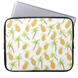 Seamless watercolor pattern with pineapples and pa laptop sleeve