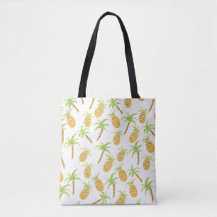 Seamless watercolor pattern with pineapples and pa tote bag