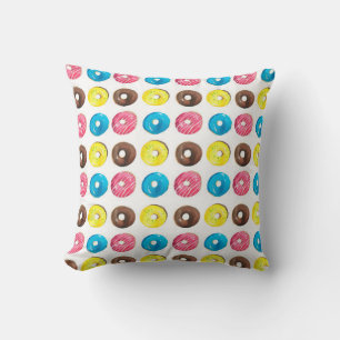Seamless watercolor pattern with small doughnuts cushion