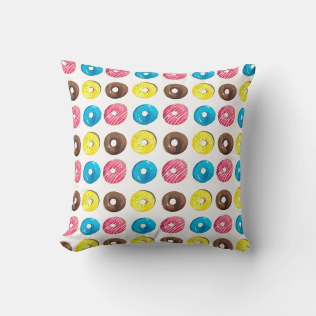 Seamless watercolor pattern with small doughnuts cushion (Front)