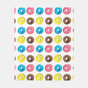 Seamless watercolor pattern with small doughnuts fleece blanket
