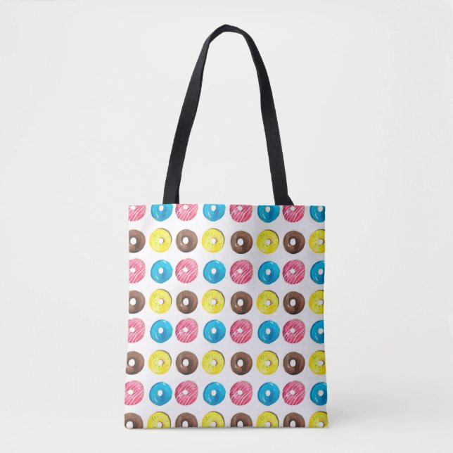 Seamless watercolor pattern with small doughnuts tote bag (Front)