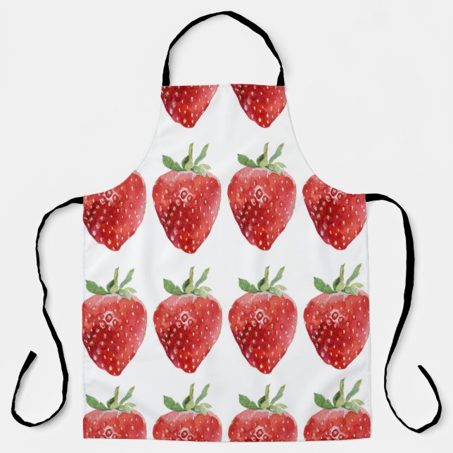 Seamless watercolor pattern with strawberries  apron (Front)