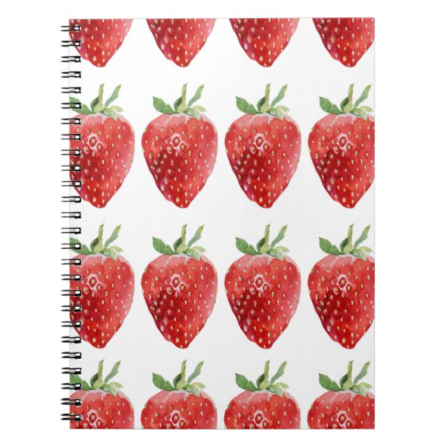 Seamless watercolor pattern with strawberries  notebook (Front)