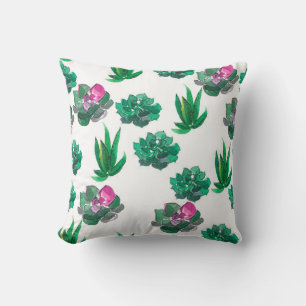 Seamless watercolor pattern with succulents cushion
