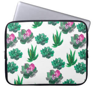 Seamless watercolor pattern with succulents laptop sleeve