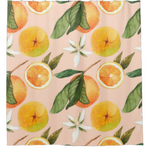 Seamless watercolor pattern with tangerines shower curtain
