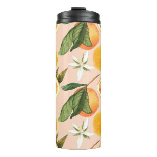 Seamless watercolor pattern with tangerines thermal tumbler