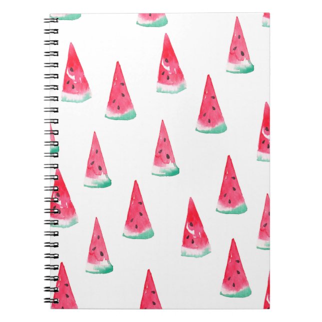 Seamless watercolor pattern with watermelon notebook (Front)