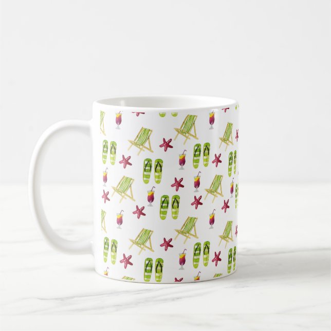 Seamless watercolor summer pattern small coffee mug (Left)