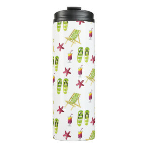 Seamless watercolor summer pattern small thermal tumbler