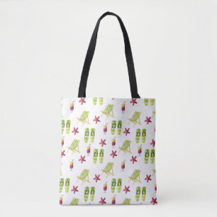 Seamless watercolor summer pattern small tote bag